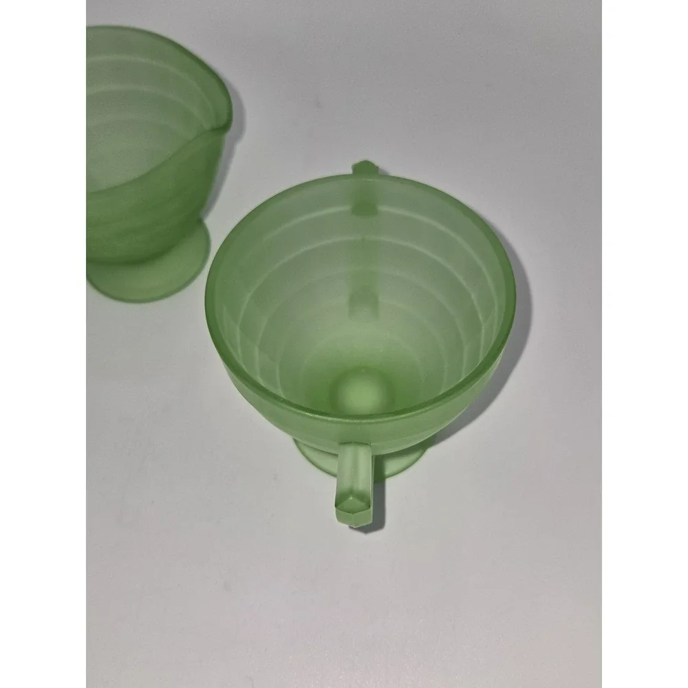 Uranium Glass Green Cups Attributed‎ to Hocking 3 Inch UV Glow Set of 2